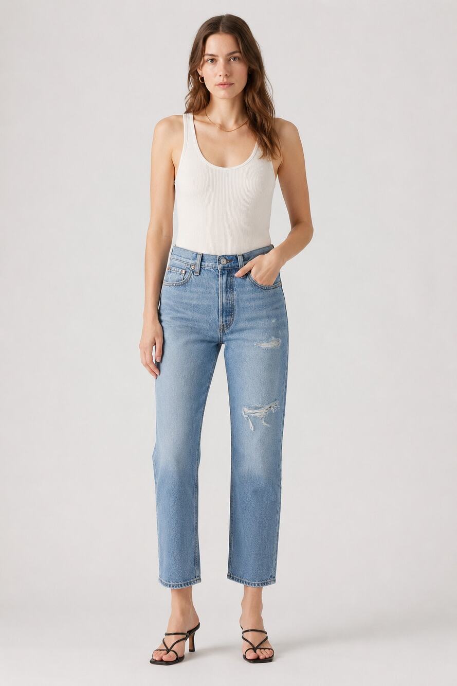 Levis Womens Premium Ribcage Straight Ankle Jeans Womens 26x27 New Light Wash